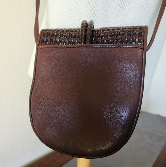 Brighton One World Crossbody Woven Leather Brn/Blk Vintage 90's - Picture 7 of 14